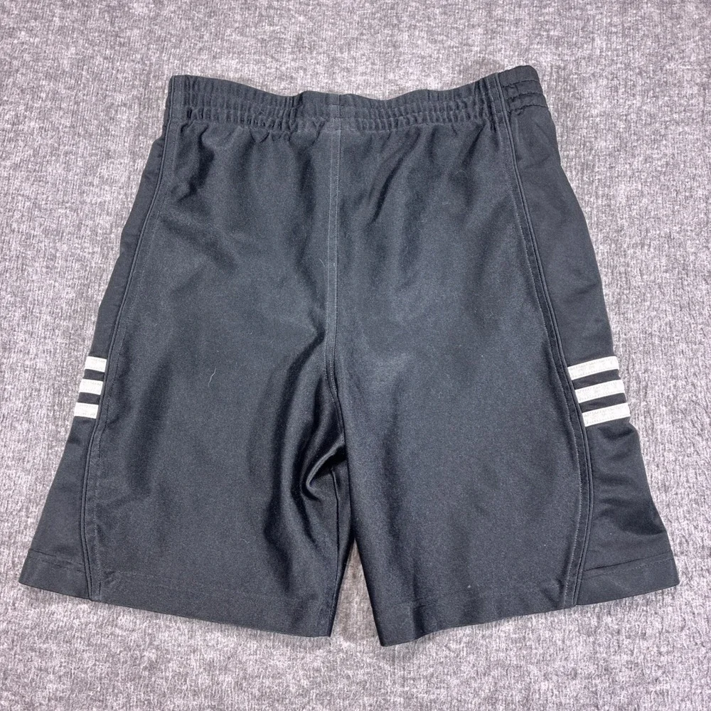 Adidas Athletic Shorts Kids Small Black Vintage 3-Stripe Performance